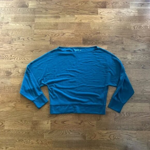 abercrombie long sleeve top shirt S soft AF cozy slash boat neck teal green - Picture 4 of 4